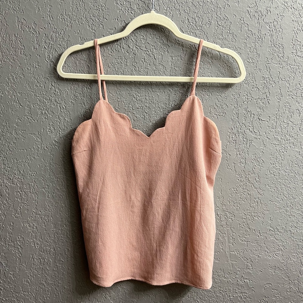 Pink Scalloped Spaghetti Strap